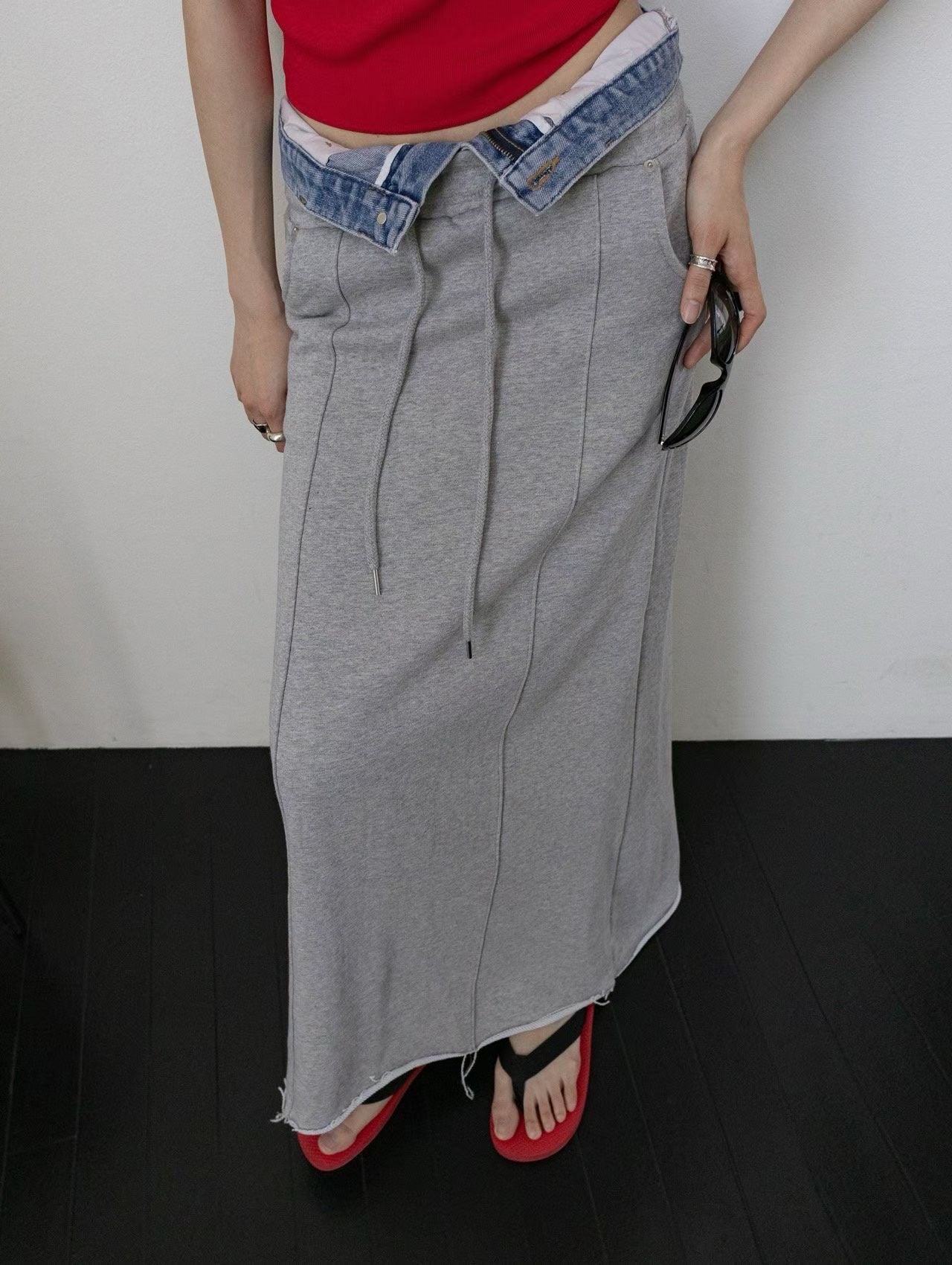 MS60519 Vintage low rise wide skirt