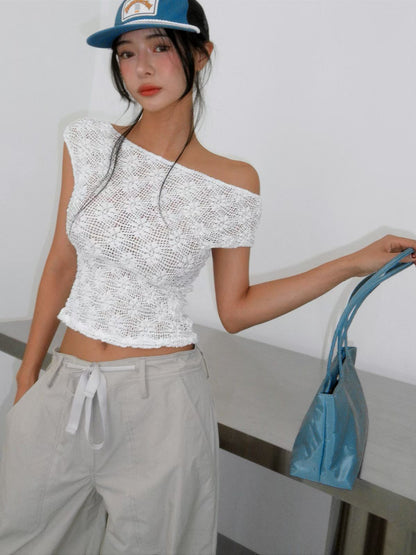 MS60229 Rose lace trim top