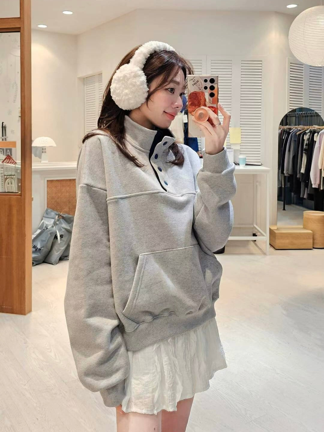 MS51241 Mix color fleece sweater
