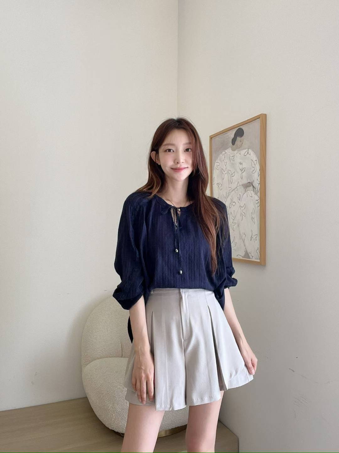 MS51022 High waist pleated shorts