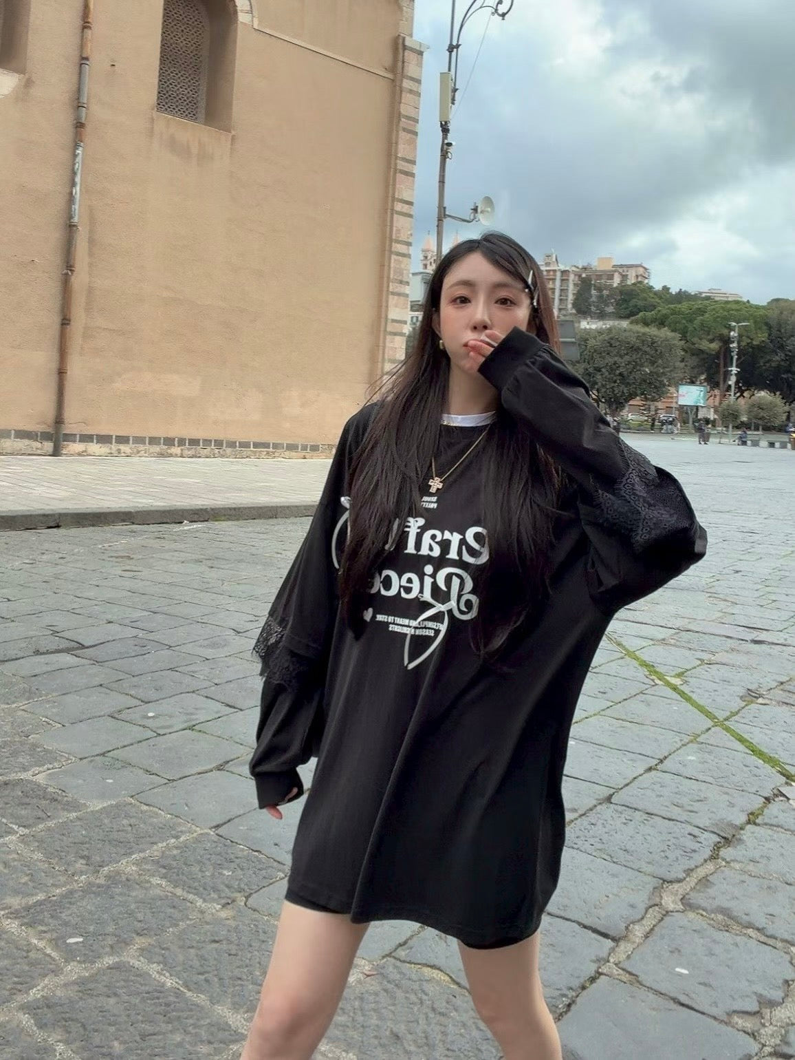 MS60252 Crafted pieces layered tee