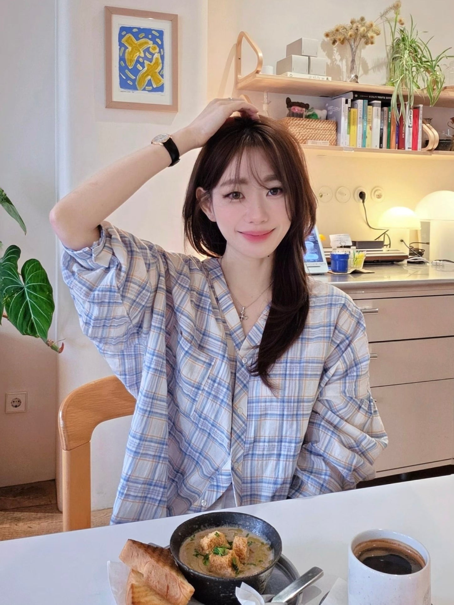 MS60503 Soft checked blouse