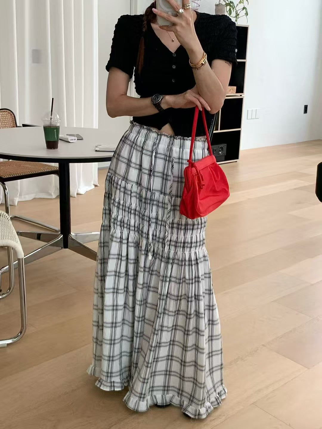 MS60616 Lattice maxi skirt