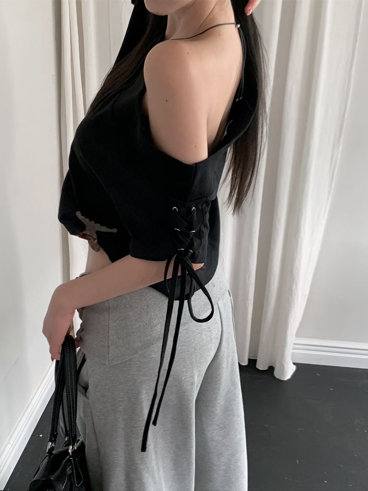 MS60813 Asymmetric one shoulder tee