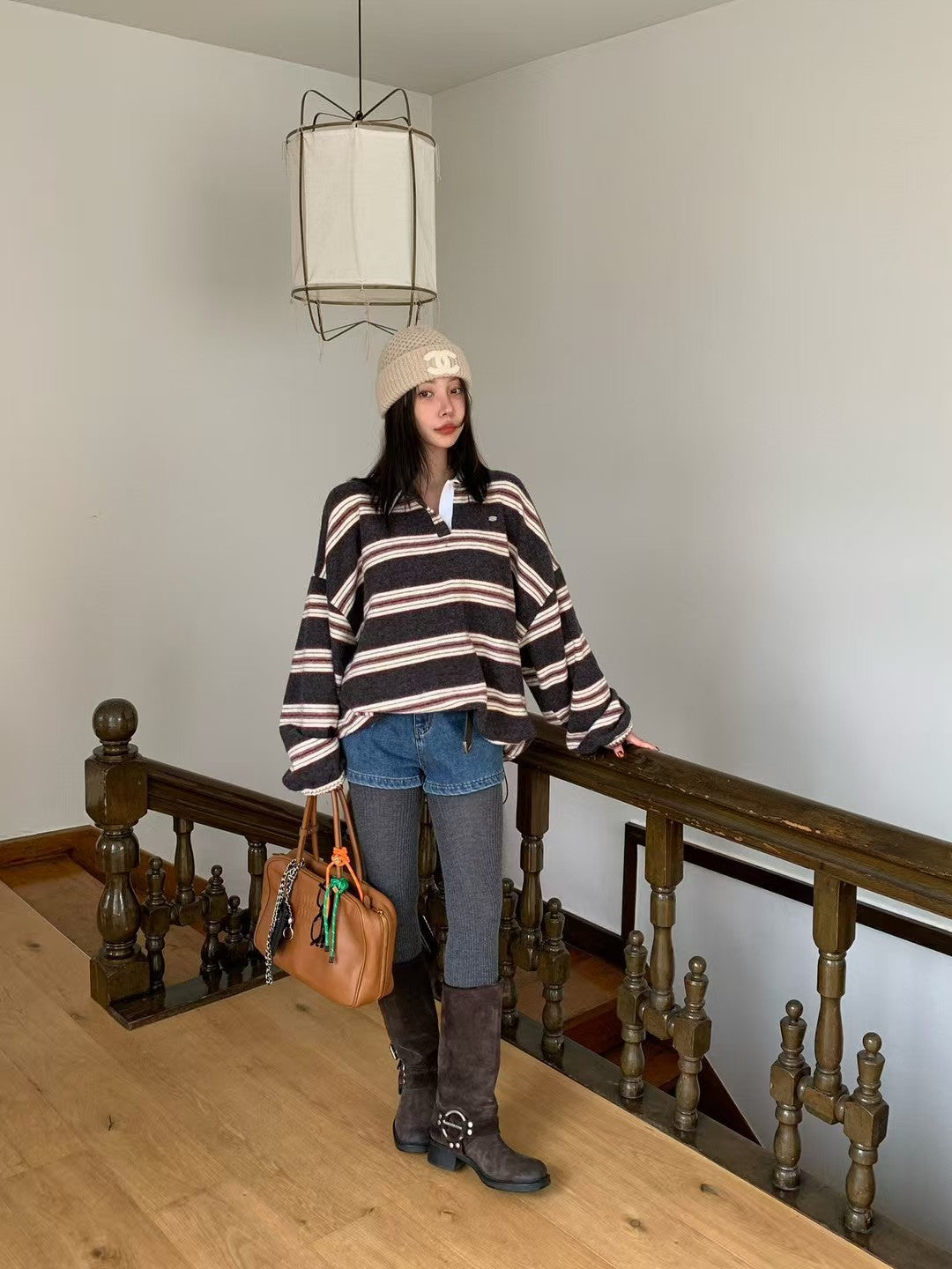 MS51107 Candy fur stripes top