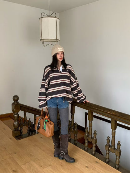 MS51107 Candy fur stripes top