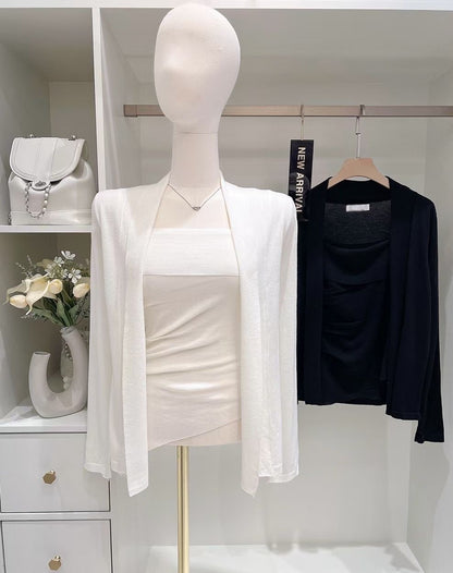 MS60307 Sheer cardigan tube top set