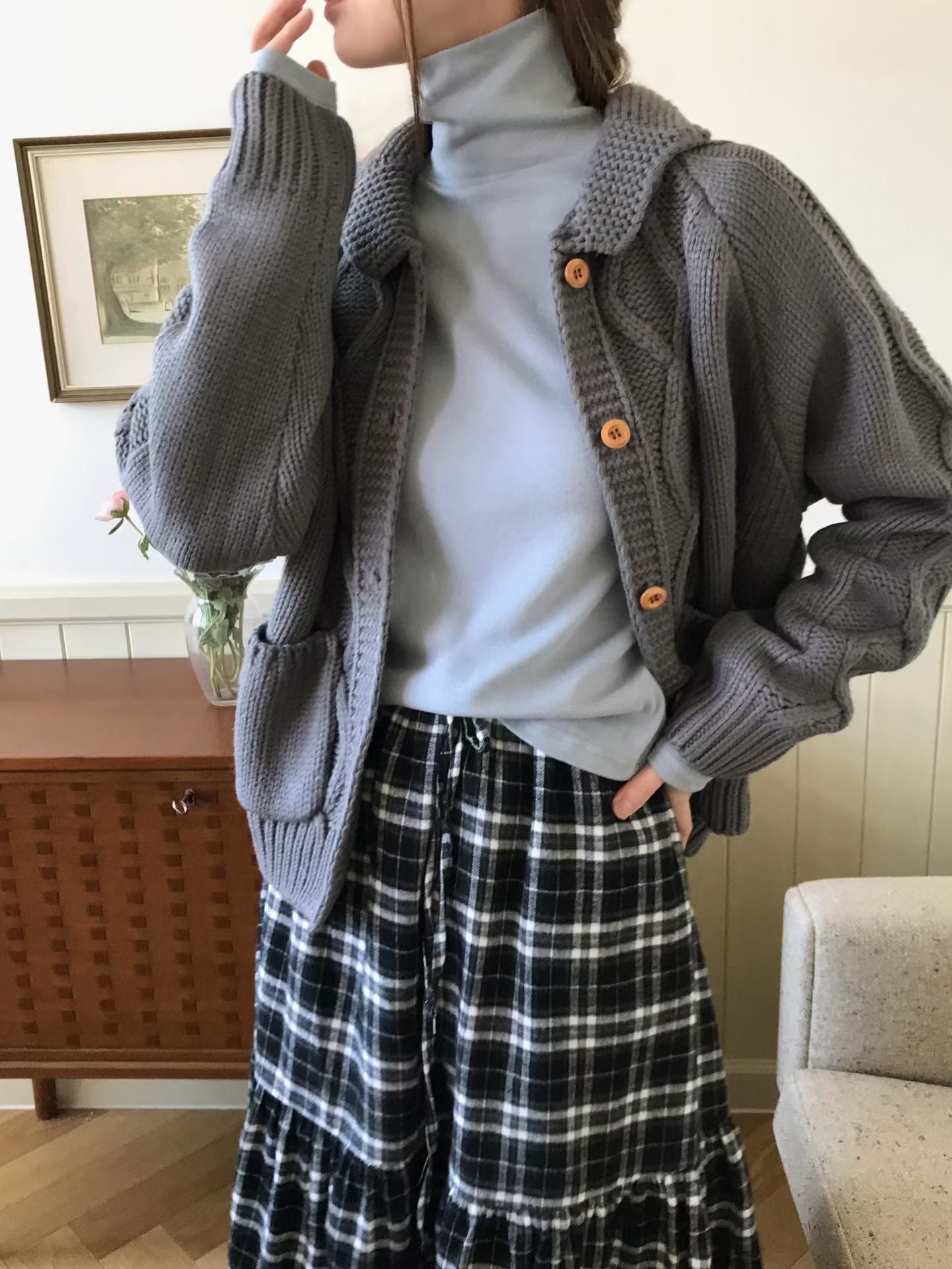 MS51140 Waffle knit cardigan