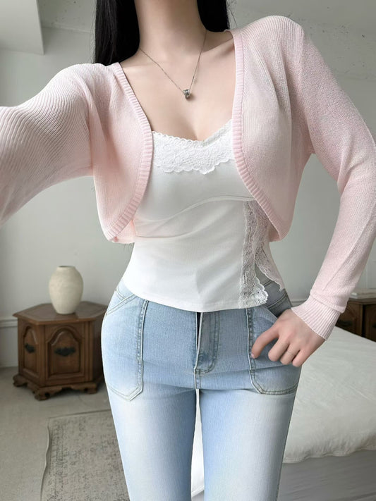 MS60507 Airy light crop cardigan