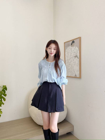 MS51022 High waist pleated shorts