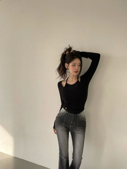 MS60204 Elise halter long sleeve