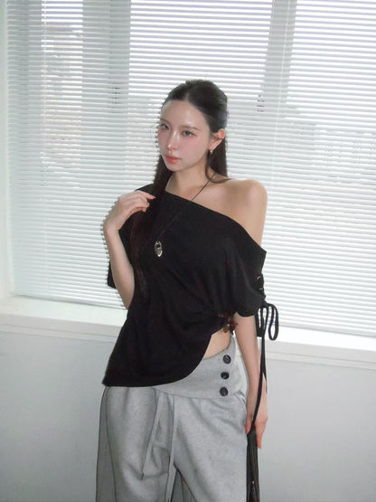 MS60813 Asymmetric one shoulder tee