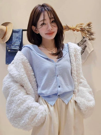 MS51111 Alpaca dual way cardigan