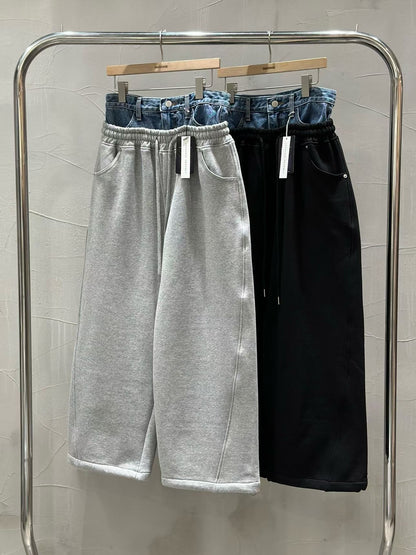 MS60328 Layered denim waist sweatpants