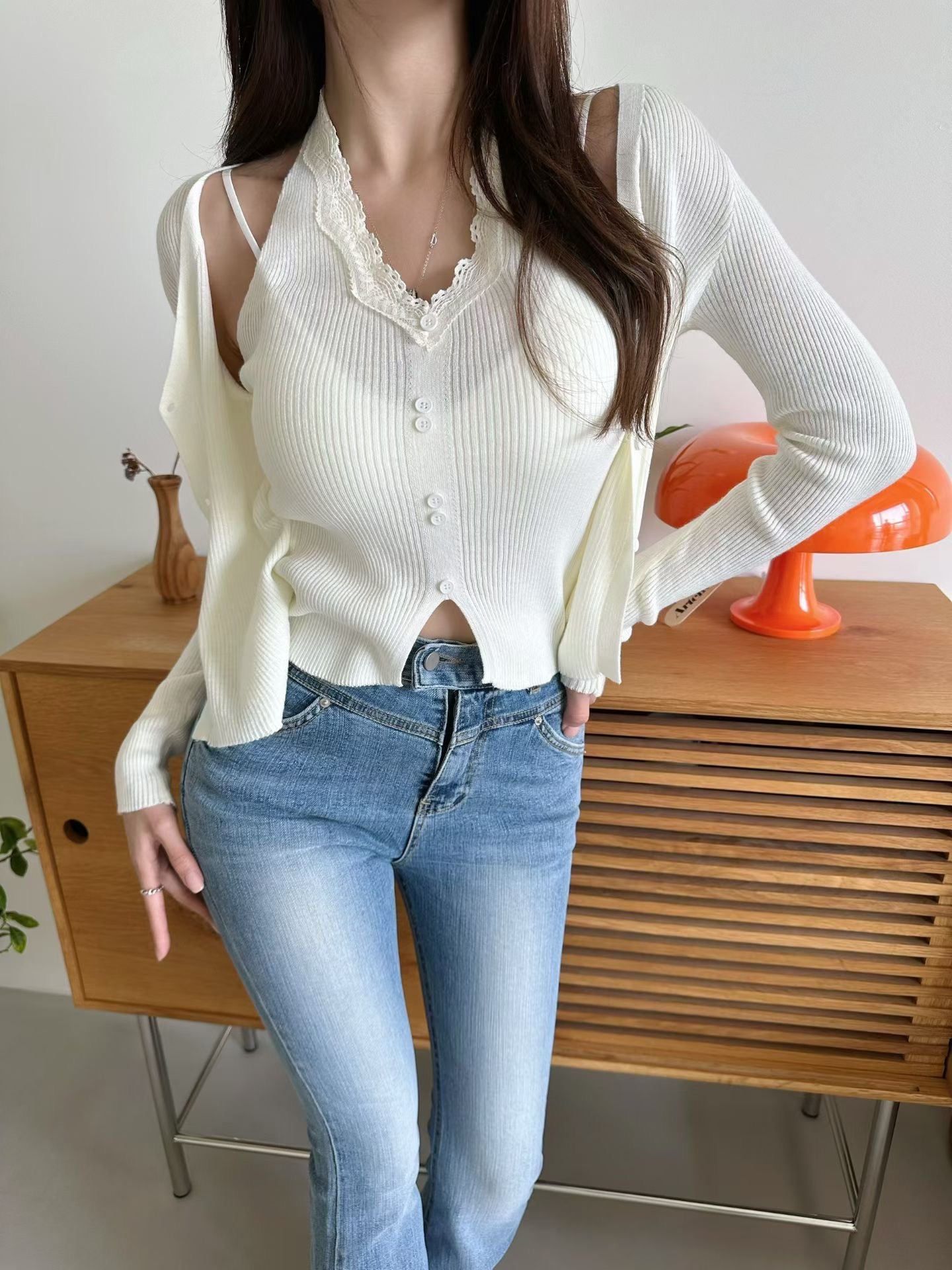 MS60334 Soft lace twin knit set