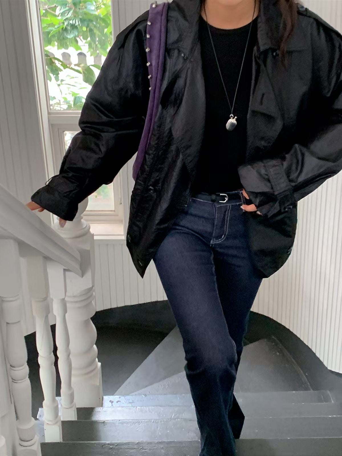 MS60811 Sheen oversized windbreaker jacket