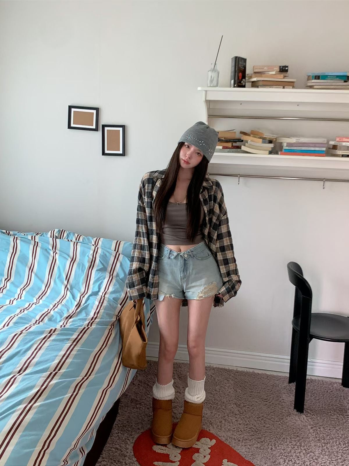 MS60812 Vintage frayed plaid shirt