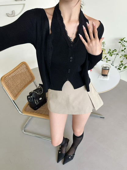 MS60334 Soft lace twin knit set