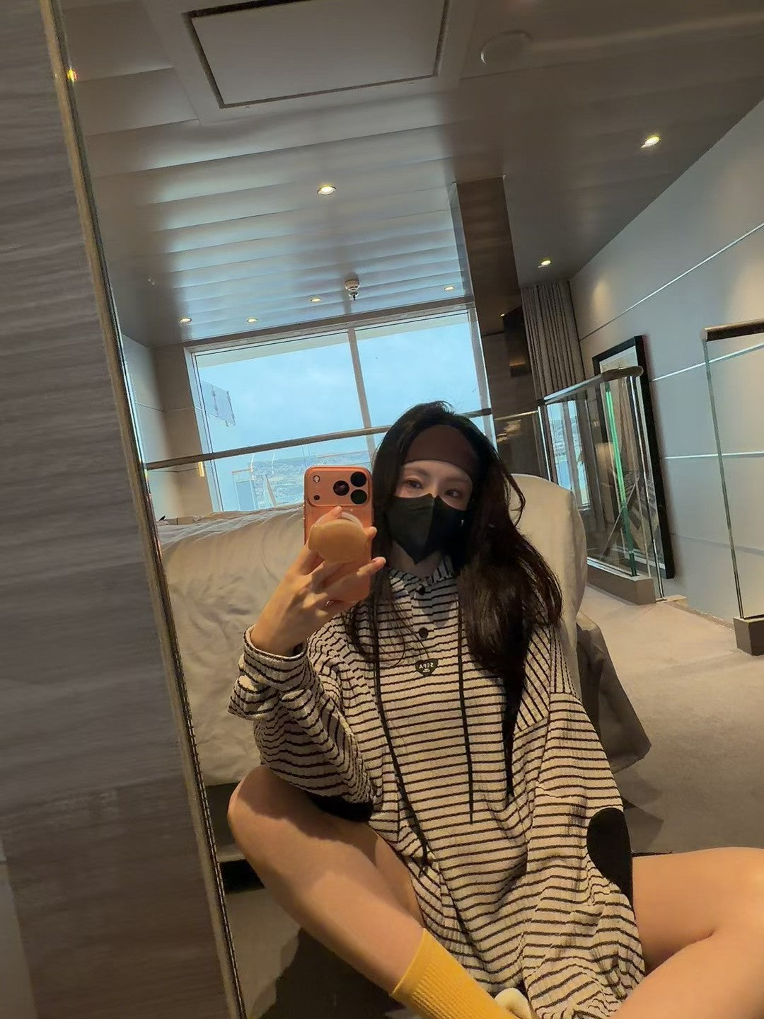 MS60220 Heart shape stripes hoodie set