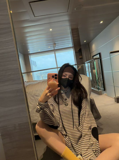 MS60220 Heart shape stripes hoodie set