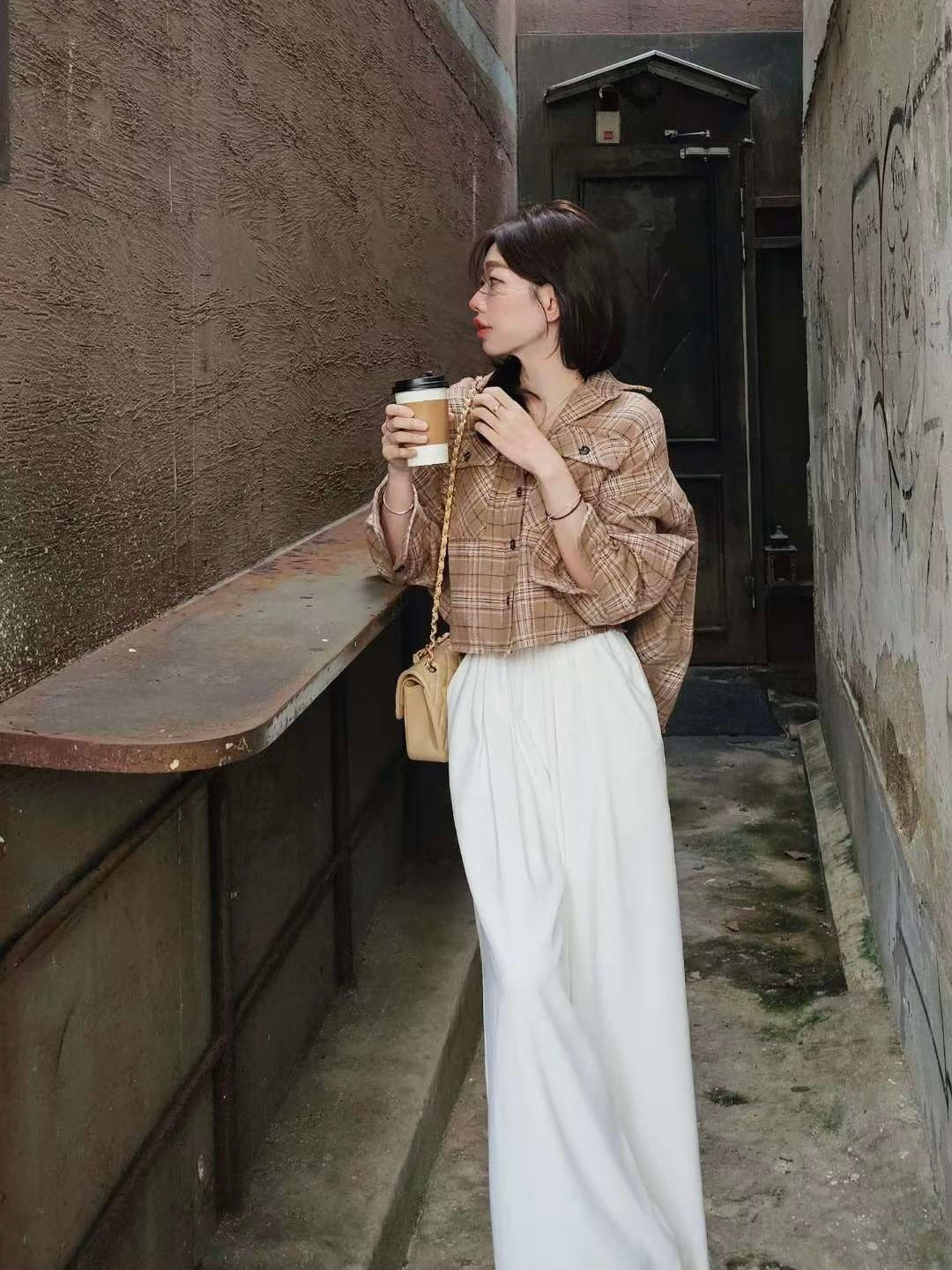 MS51080 British checked blouse outer