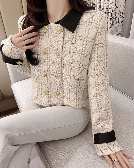 MS60310 Contrast collar tweed jacket