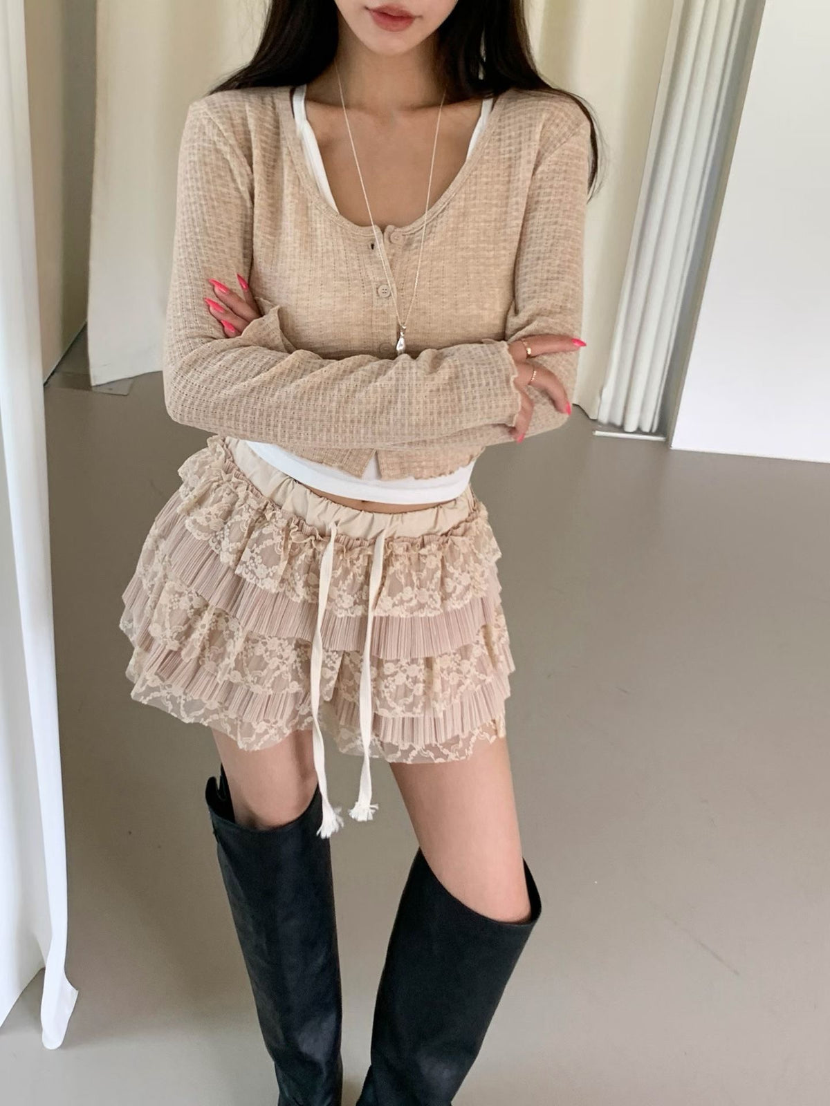 MS60917 Daily casual crop cardigan