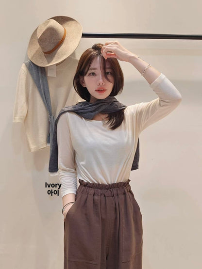MS50945 Wool tencel blended jersey tee