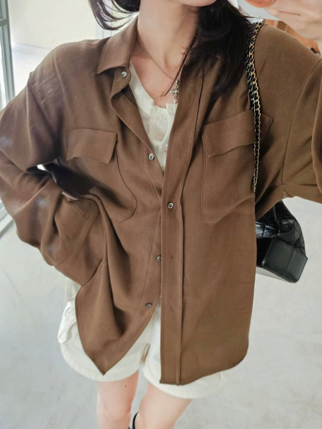 MS51003 Gentle suede effect blouse