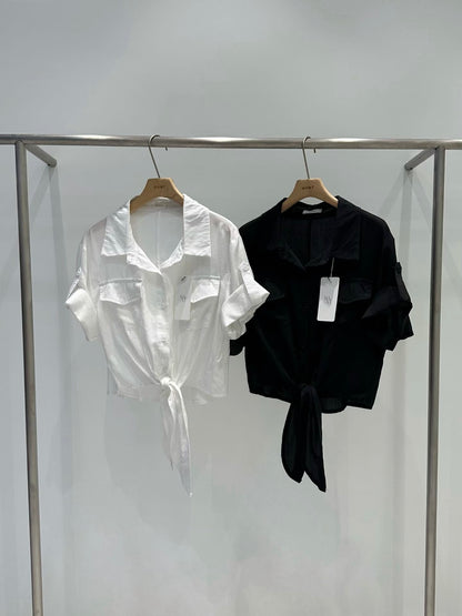 MS60713 Silk chiffon ribbon blouse