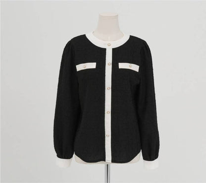 MS50951 Reina tweed button blouse