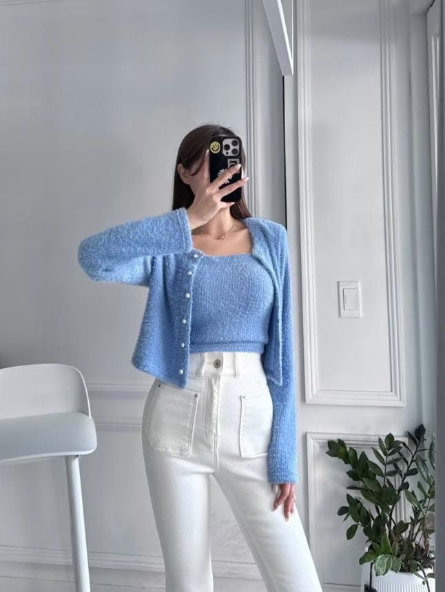 MS51061 Fluffy cardigan set