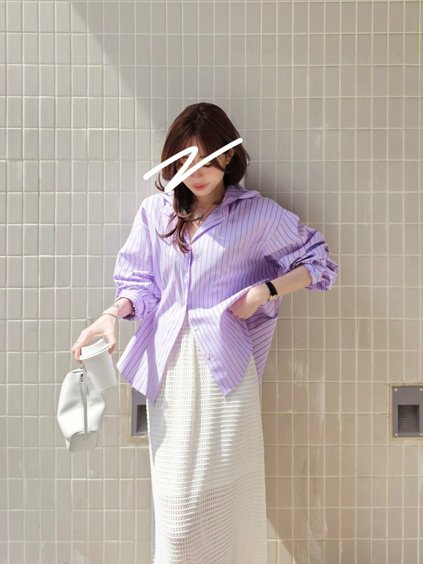 MS60420 Candy stripes hoodie blouse
