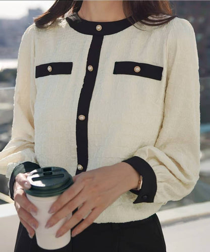 MS50951 Reina tweed button blouse