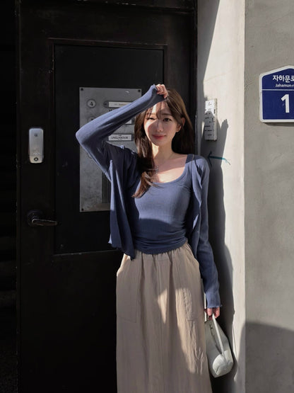 MS60922 Wool tencel cardigan set