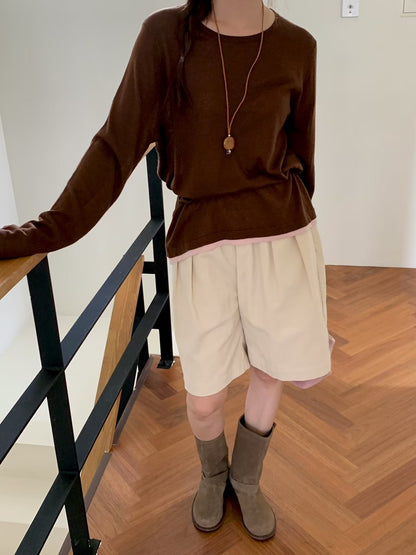 MS50950 Corduroy mid shorts
