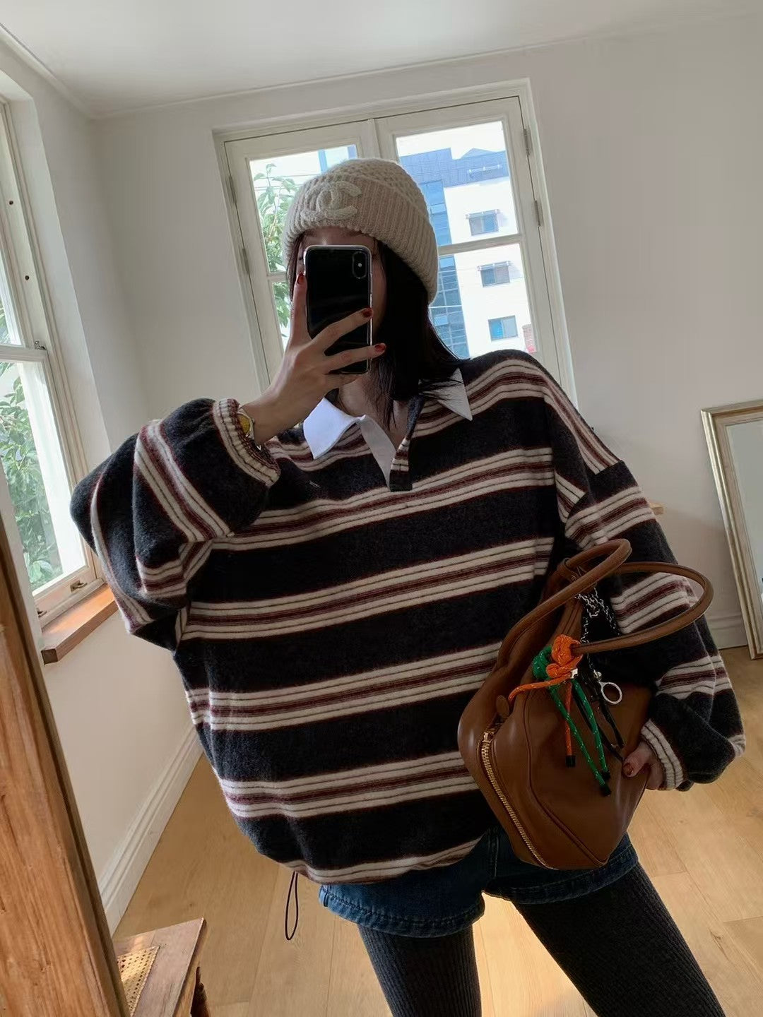 MS51107 Candy fur stripes top