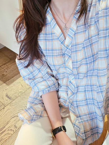 MS60503 Soft checked blouse