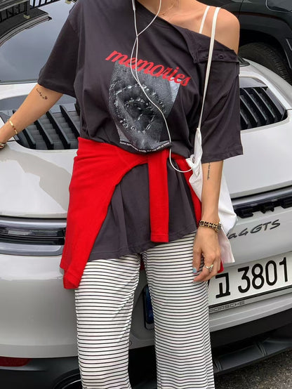 MS60723 Retro off shoulder tee