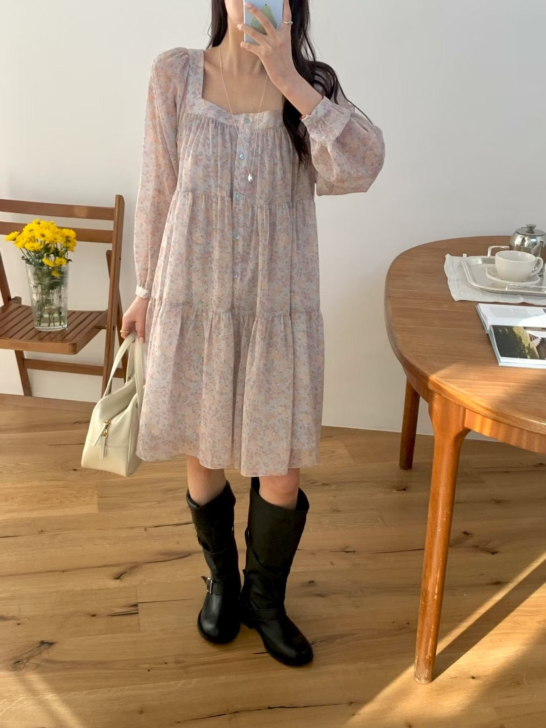 MS60258 Soft bloom midi dress