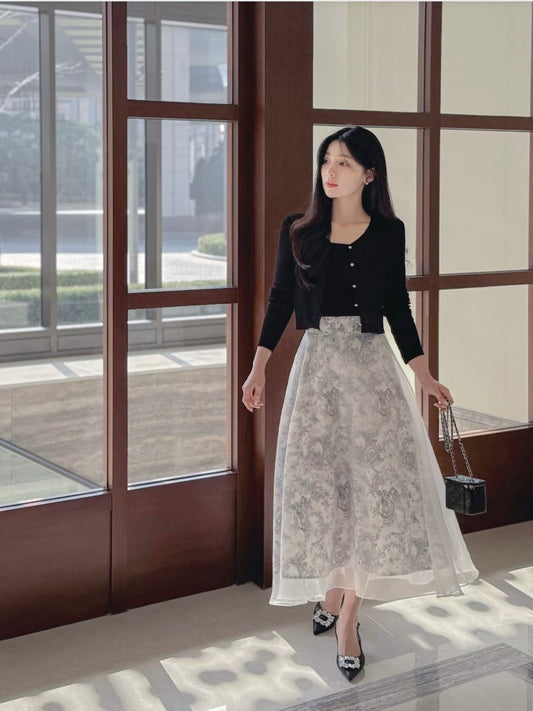 MS60234 Moon veil midi skirt