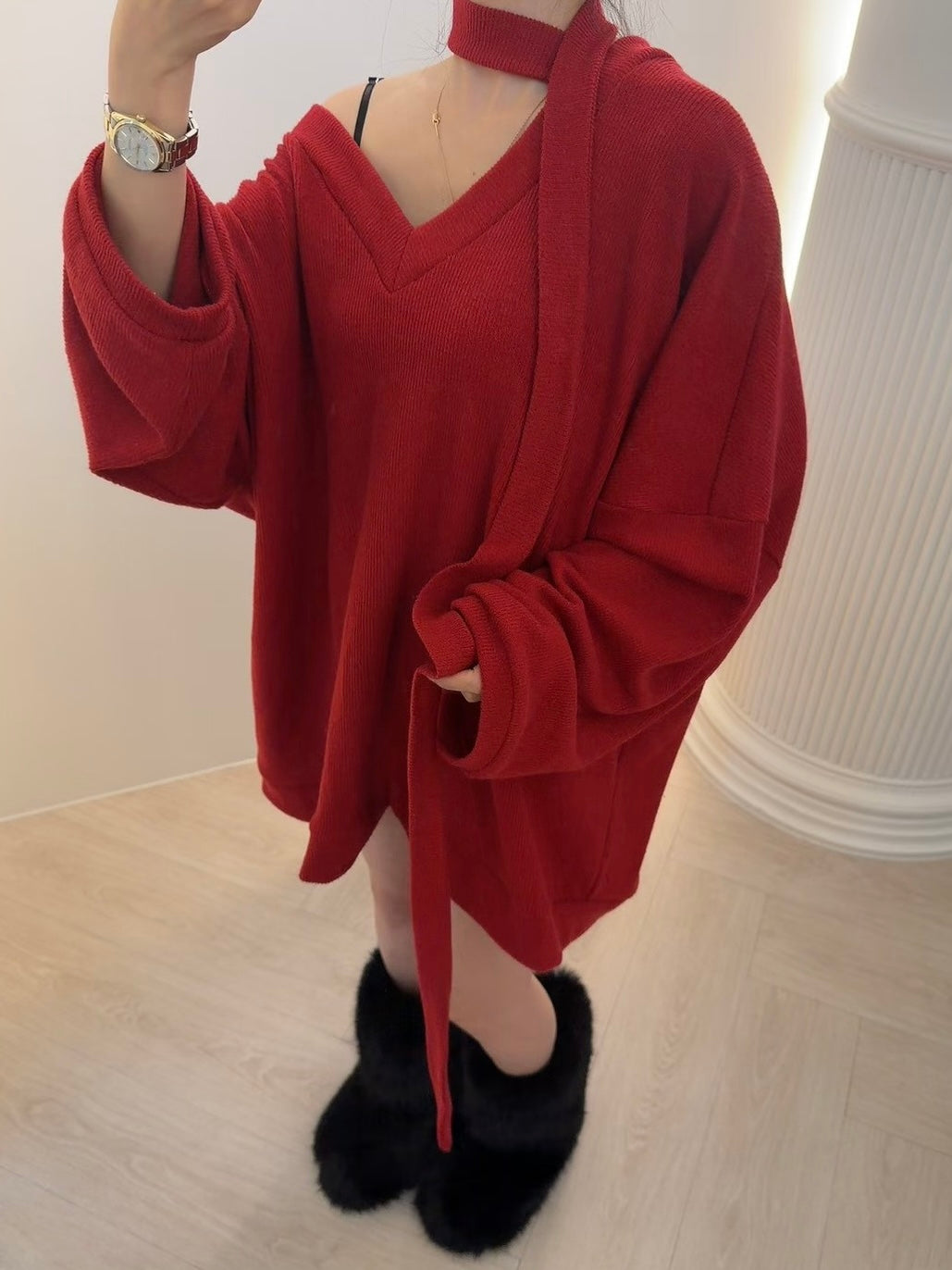 MS51216 Scarf knit top