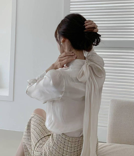 MS50955 Shinning tie blouse