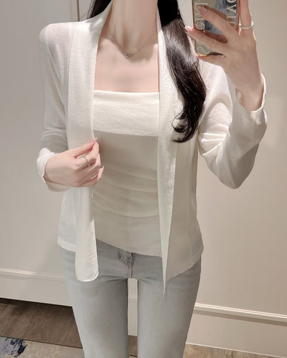 MS60307 Sheer cardigan tube top set