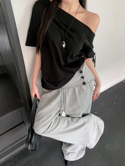 MS60813 Asymmetric one shoulder tee