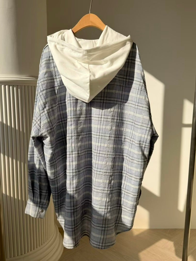 MS60351 Ivy checked hoodie blouse