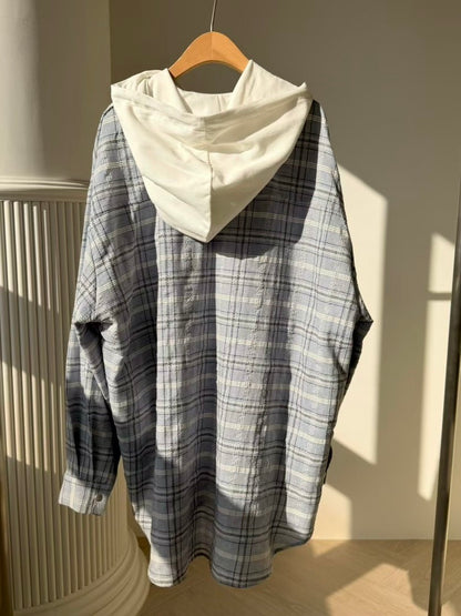 MS60351 Ivy checked hoodie blouse