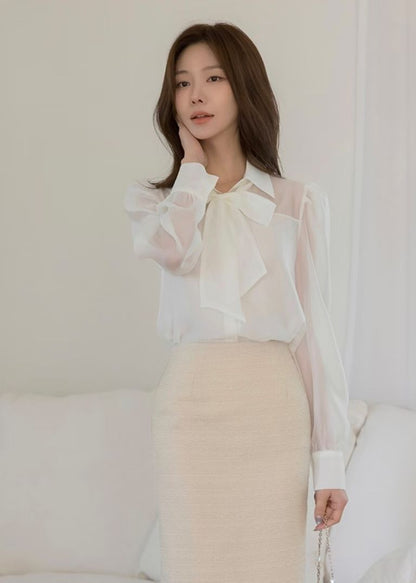 MS60231 Soft ribbon blouse