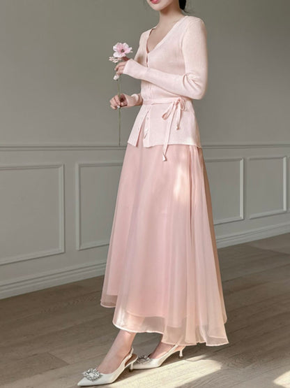 MS60233 Soft veil midi skirt