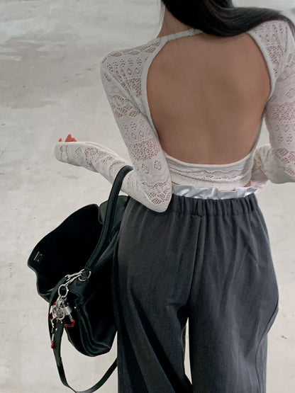 MS60808 Luna lace open back top